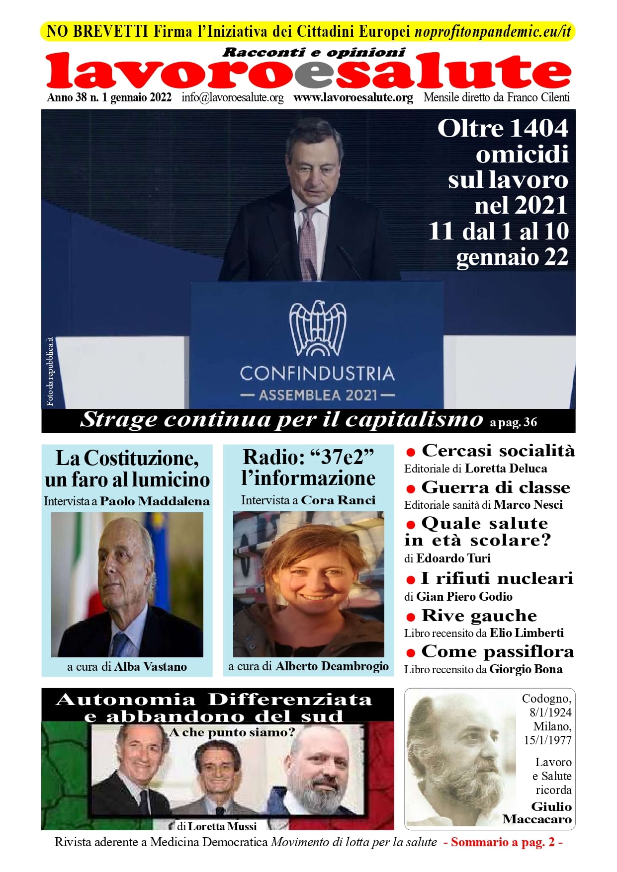 Lavoro e salute - Gennaio 2022